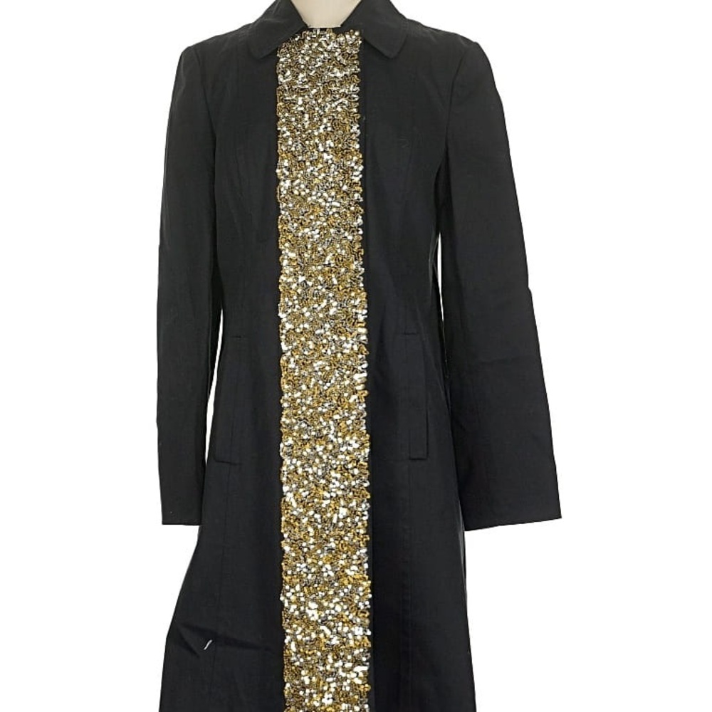 INC International Concepts Black Sequin Trench Coat size small